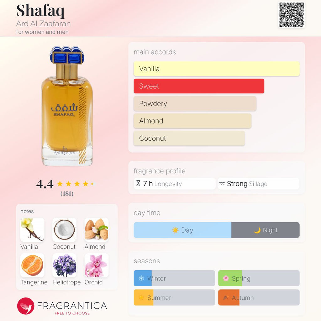 Ard Al Zaafaran Shafaq for women and men 100ml
